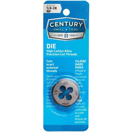 Century Drill & Tool Century Drill & Tool 1/4-28 National Fine 1 In. Across Flats Fractional Hexagon Die 96202